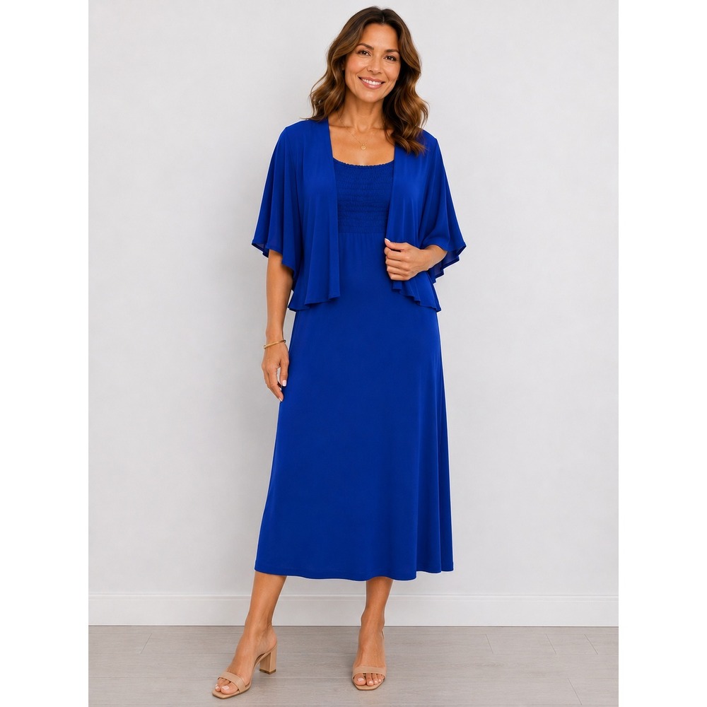 NWT‎ CSC Studio Royal Blue 2 Pc Maxi Dress & Kimono Duster Set Plus Size 2X USA